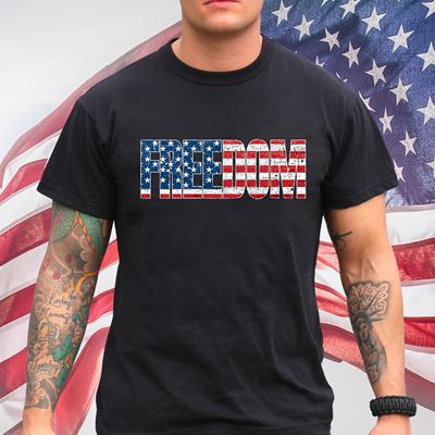 Koszulka FREEDOM US flaga CZARNA