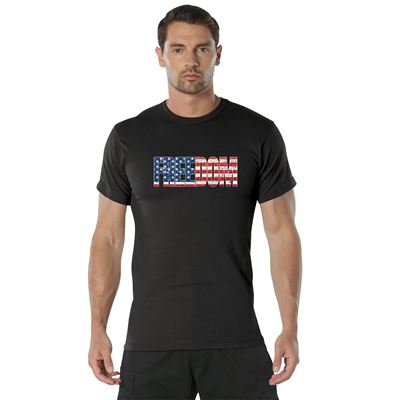 T-shirt FREEDOM flaga USA CZARNY