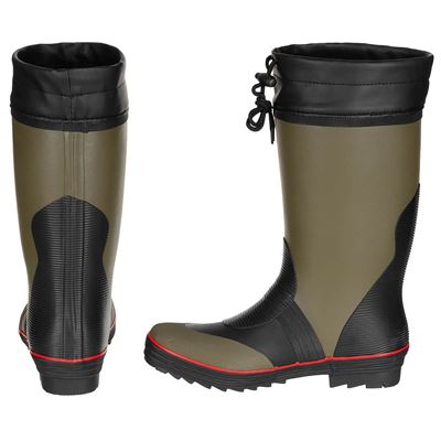 Buty gumowe HOLÍNKY z czerwonym wykończeniem ZIELONE/CZARNE