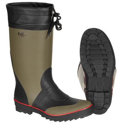 Buty gumowe HOLÍNKY z czerwonym wykończeniem ZIELONE/CZARNE