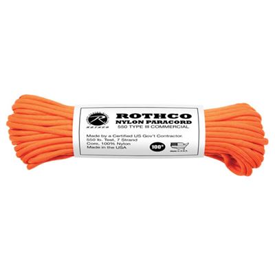 Sznur PARACORD nylon 550LB ø 4 mm / 30 m ODBLYSKUJĄCY POMARAŃCZOWY