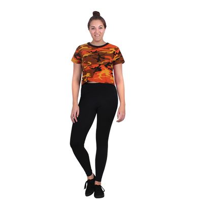 Koszulka damska krótka CROP URBAN CAMO ORANGE