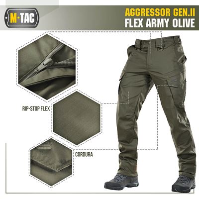 Spodnie taktyczne AGGRESSOR Gen.II Flex ZIELONE M-TAC 20058062 28