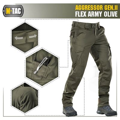 Spodnie taktyczne AGGRESSOR Gen.II Flex ZIELONE M-TAC 20058062 22