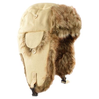 Czapka rosyjska ANTARTICA CANVAS BEŻOWA