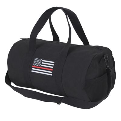 Torba sportowa z flagą USA i czerwonym paskiem CZARNA