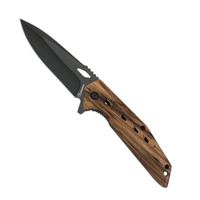 Nóż składany ZEBRA WOOD czarne ostrze