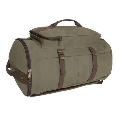 Torba/plecak/worek CONVERTIBLE 19" płócienny ZIELONY/BRĄZOWY