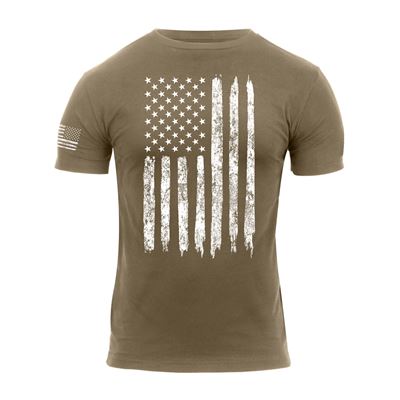 Koszulka DISTRESSED US biała flaga COYOTE BROWN