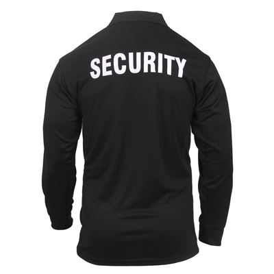 Koszulka polo z kołnierzykiem SECURITY z długim rękawem CZARNA