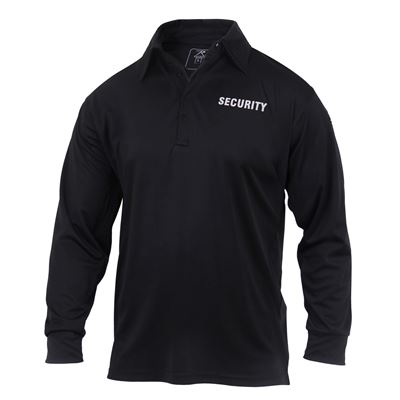 Koszulka polo z kołnierzykiem SECURITY długi rękaw BLACK