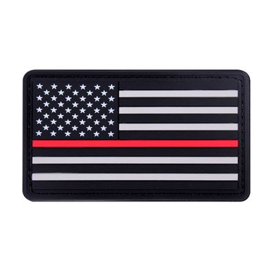 Naszywka flaga USA CZERWONA linia plastik VELCRO