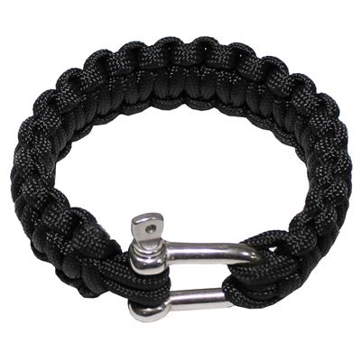 Bransoletka PARACORD metalowa klamra CZARNA