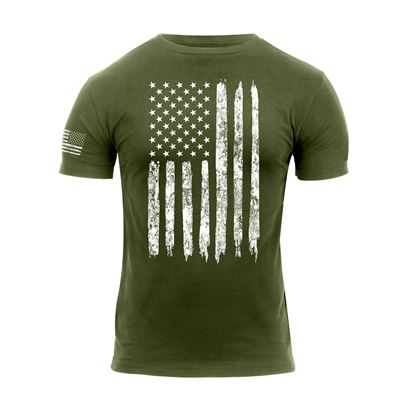 Koszulka DISTRESSED US biała flaga ZIELONA