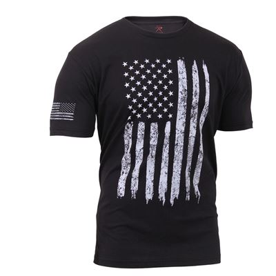 Koszulka DISTRESSED US flaga CZARNA