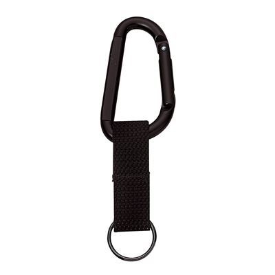 Karabina JUMBO 80 mm CZARNA z paskiem i kółkiem