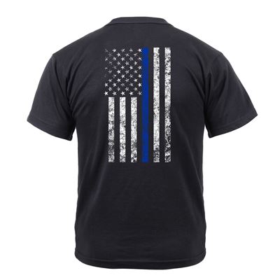 Koszulka THIN BLUE LINE US naszywka flaga CZARNA