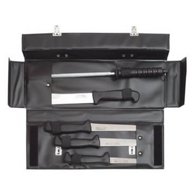 Zestaw 4 noży z ostrzałką + etui BLACK