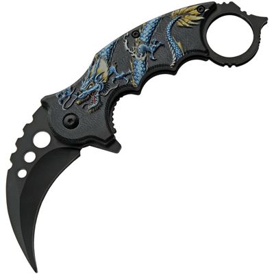 Nóż zamykający DRAGON karambit NIEBIESKI