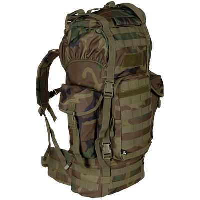 Plecak bojowy MOLLE 65l wyściełany + wzmocnienie ALU WOODLAND