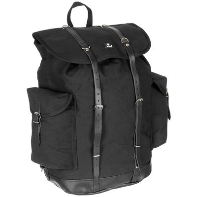 Plecak górski BW 30L wyściełane paski + skórzane paski BLACK