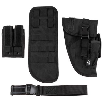 Pouzdro na pistolet i magazynki Tactical prawe CZARNE