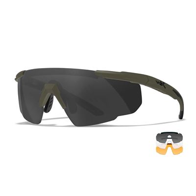 Okulary strzeleckie SABER ADVANCED zestaw 3 okularów ZIELONA ramka