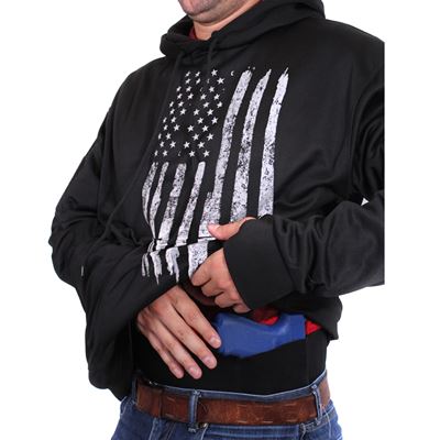 Bluza z kapturem CONCEALED CARRY z flagą USA CZARNA