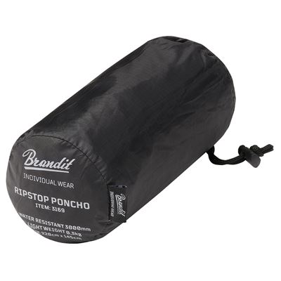 Rip-stop poncho z pokrowcem BLACK