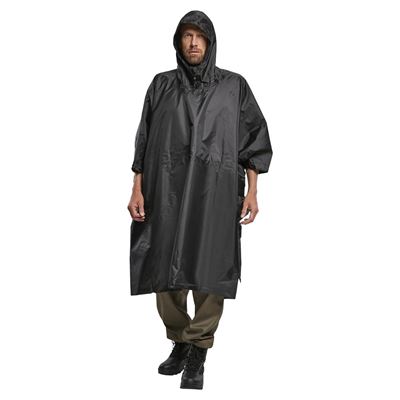 Rip-stop poncho z pokrowcem BLACK