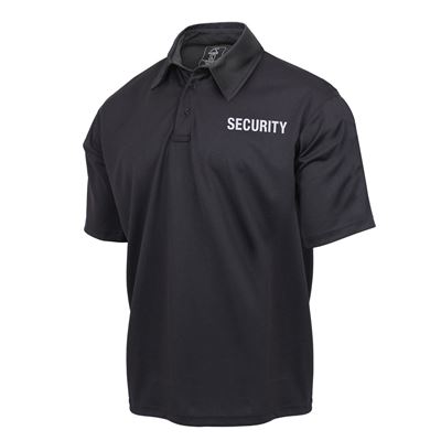 Koszulka polo z kołnierzykiem SECURITY krótki rękaw szybkoschnąca CZARNA
