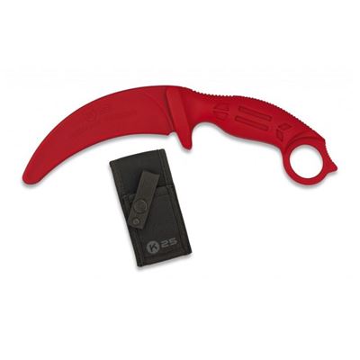 Nóż treningowy KARAMBIT gumowy z pochewką CZERWONY