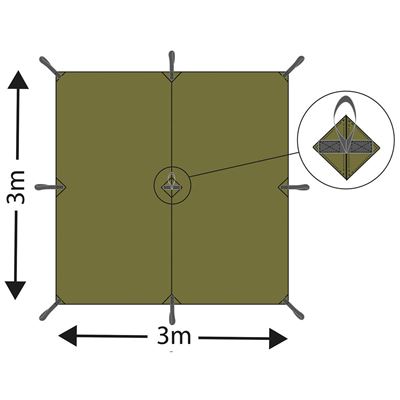 Plandeka "TARP EXTREM" wodoodporna rip-stop 3 x 3 m AČR Vz.95 Forest