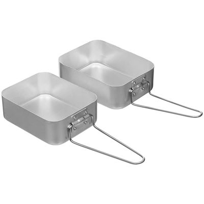 Zestaw naczyń stołowych, kwadratowych, 2 sztuki, aluminiowe