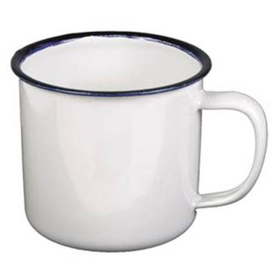 Kubek 0,3 l średnica 8 cm emalia BIAŁY czarny brzeg