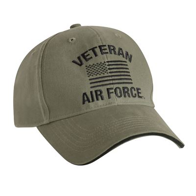 CZAPKA VINTAGE VETERAN AIR FORCE z flagą USA ZIELONA