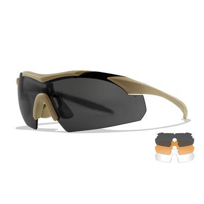 Okulary strzeleckie WX VAPOR zestaw 3 okularów oprawka TAN