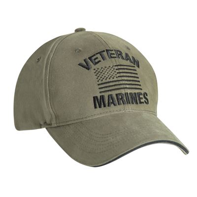 Czapka VINTAGE VETERAN MARINES z flagą USA ZIELONA