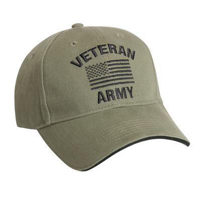 CZAPKA VINTAGE VETERAN ARMY z flagą USA ZIELONA