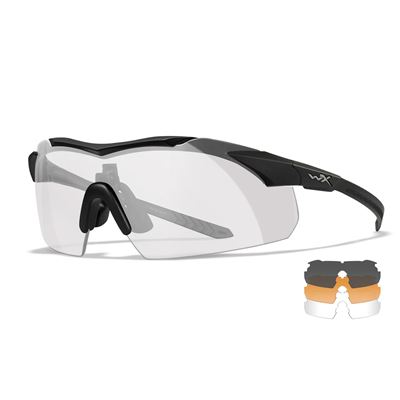 Okulary strzeleckie WX VAPOR COMM zestaw 3 okularów z ramką BLACK