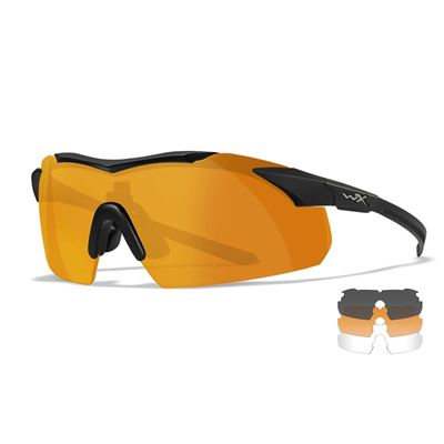 Okulary strzeleckie WX VAPOR COMM zestaw 3 okularów z ramką BLACK