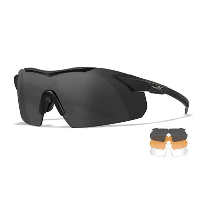 Okulary strzeleckie WX VAPOR COMM zestaw 3 okularów z ramką BLACK