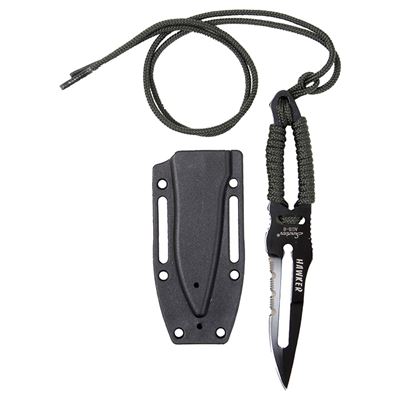 Nóż PARACORD z ostrą klingą ZIELONY/CZARNY