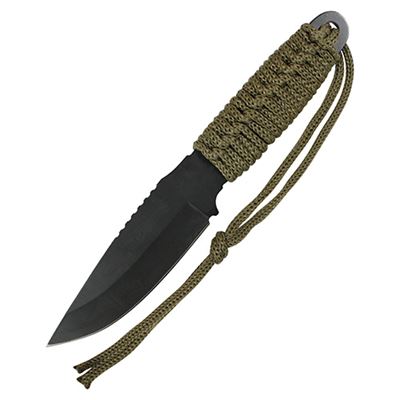 Nóż PARACORD z ostrą klingą + krzesiwo ZIELONY