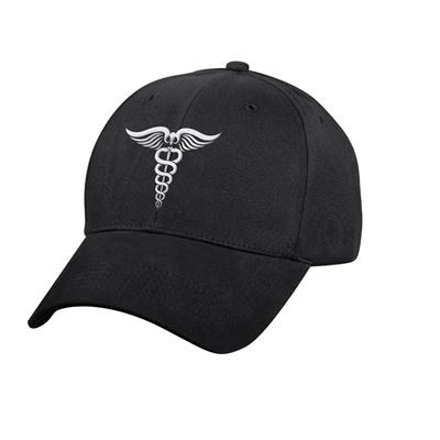 Czapka z daszkiem biały symbol CADUCEUS BLACK