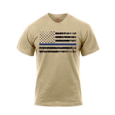 Koszulka THIN BLUE LINE US flaga PÍSKOVÉ