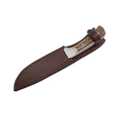 Nóż myśliwski NEREZ z ostrą klingą, rękojeść z poroża, ostrze 130 mm
