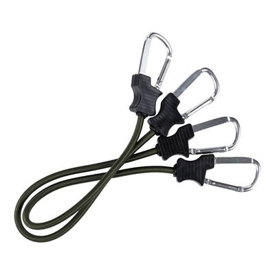 Gumowy pasek 60 cm z karabinkami, 2 sztuki, ZIELONY