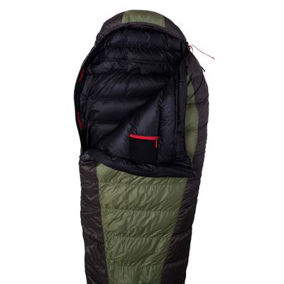 Śpiwór puchowy VIKING 600 GREEN-BLACK rozmiar 180cm RIGHT