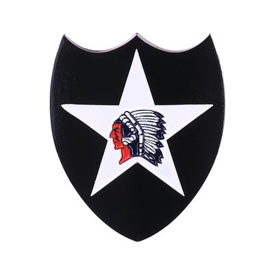Metalowy znak 2nd Infantry Division z naklejką
